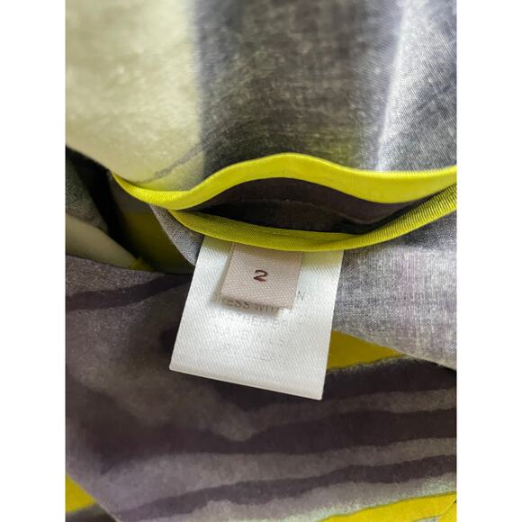 LELA ROSE 100% cotton watercolor abstract artsy green gray sheath dress - Picture 11 of 11